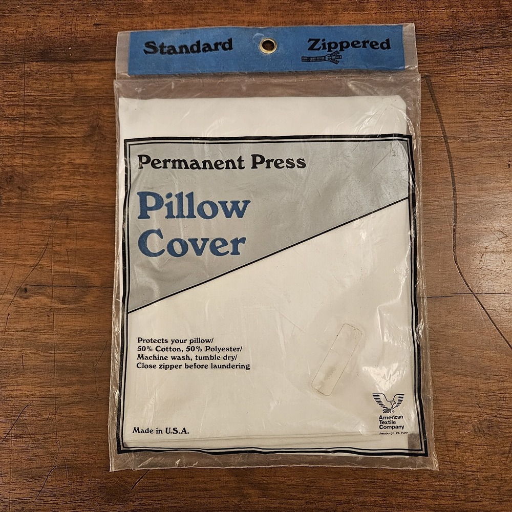 American Textile Co Permanent‎ Press Pillow Cover Standard Zippered Vintage NOS